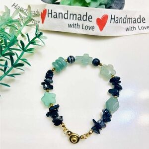 Green and Black Gemstone Beaded Bracelet